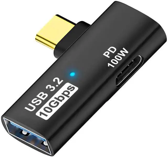 Main image of 2-in-1 USB C to USB 3.2 OTG Adapter, 100W PD Fast Charging Port, Thunderbolt 4/3 Converter Compatible with ROG Ally, Steam Deck, Meta Quest 2, iPhone 15 Series, iPad, MacBook & All Type-C Devices, Bla