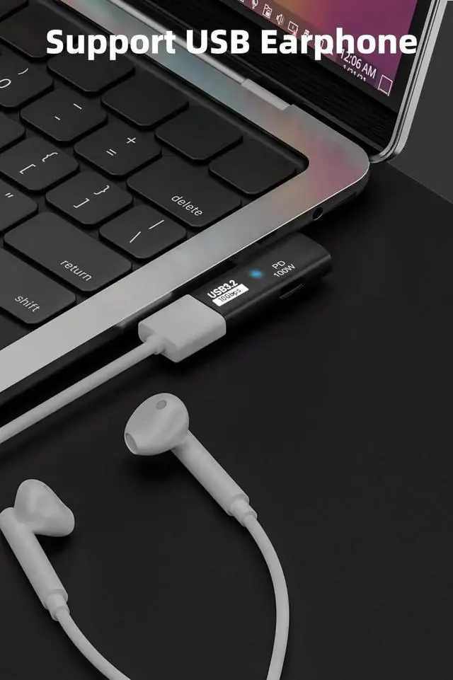 Alt view image 4 of 6 - 2-in-1 USB C to USB 3.2 OTG Adapter, 100W PD Fast Charging Port, Thunderbolt 4/3 Converter Compatible with ROG Ally, Steam Deck, Meta Quest 2, iPhone 15 Series, iPad, MacBook & All Type-C Devices, Bla