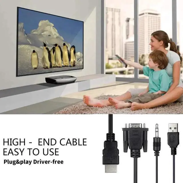 Alt view image 4 of 7 - WRIARICH 4ft VGA to HDMI Male to Male Adapter Cable with Audio, Convert VGA Source to HDMI Display for Old PC Laptop HDTV Monitor