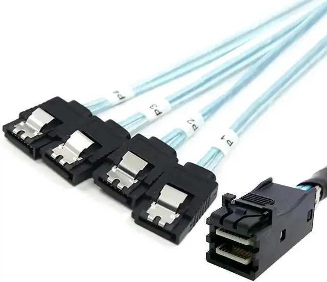Main image of WRIARICH 1M SFF-8643 Mini SAS HD to 4 SATA 7Pin Breakout Cable, 6Gbps for Server RAID Storage