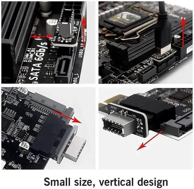 Alt view image 2 of 5 - WRIARICH Vertical USB Type-E Key-A to USB3.0 19/20Pin Motherboard Header Adapter, USB 3.1 Front Panel Socket Converter for PC Chassis