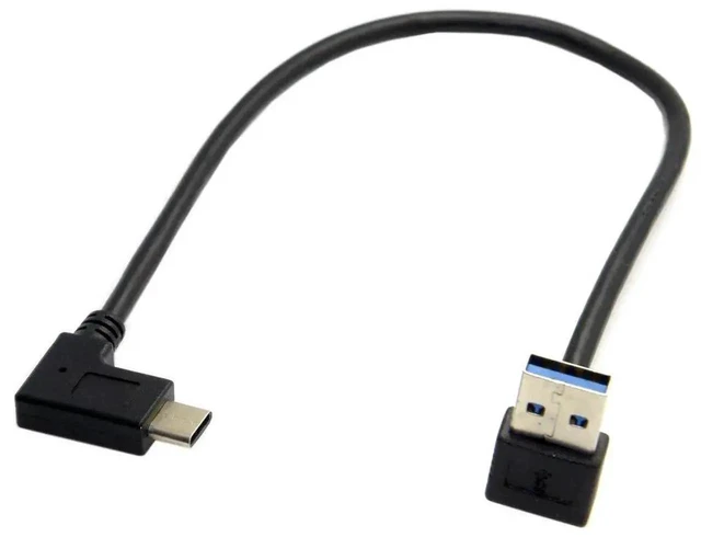 Main image of WRIARICH 30cm 90 Degree Up Angled USB 3.1 Cable, Reversible USB-C to USB-A Male Data Cord for Phone & Tablet
