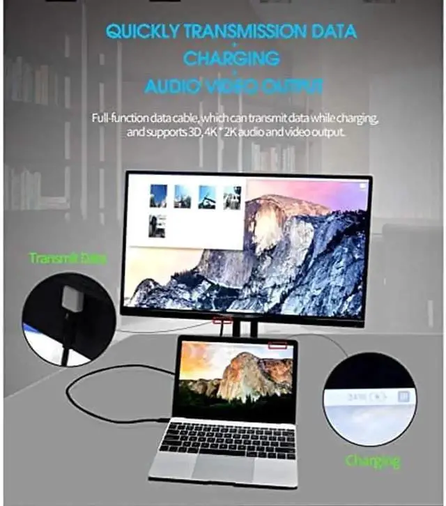 Alt view image 4 of 7 - WRIARICH 6.6FT USB C to USB C Cable, 100W PD Fast Charging 10Gbps Data 4K Video Cord with E-Marker IC for Laptop, Phone, Switch