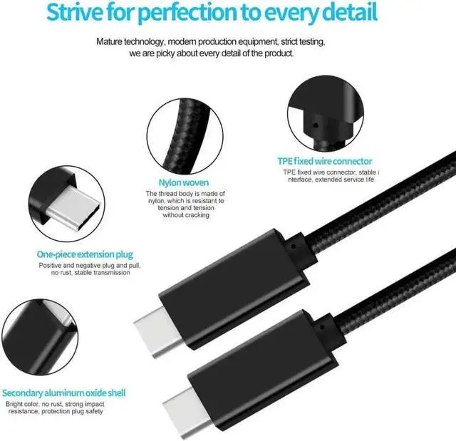 Alt view image 6 of 7 - WRIARICH 6.6FT USB C to USB C Cable, 100W PD Fast Charging 10Gbps Data 4K Video Cord with E-Marker IC for Laptop, Phone, Switch