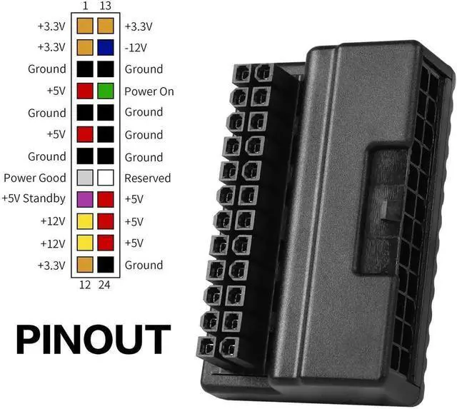 Alt view image 5 of 6 - WRIARICH 90 Degree ATX 24Pin Power Adapter Board, 24Pin Male to Female Right Angle PSU Port Connector for Desktop Motherboard