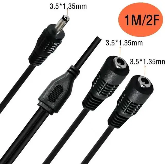 Alt view image 3 of 3 - WRIARICH DC 3.5mm×1.35mm Y Splitter Cable, 1 Male to 2 Female DC Power Extension Cord Adapter for CCTV Security Cameras