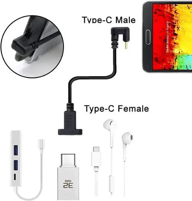 Alt view image 2 of 7 - WRIARICH 30cm U-Shaped 180° Back Bend USB3.1 Type-C Male to Female Extension Cable