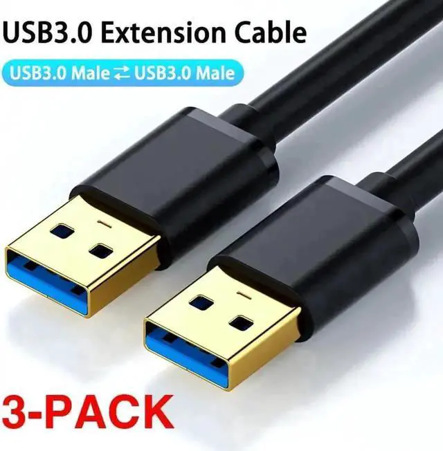 Main image of WRIARICH 3 Pack 1.64ft Gold-Plated USB 3.0 Male to Male Type-A Cable, Superspeed A to A Cord for Hard Drive Enclosure, DVD Drive & Laptop Cooling Pad