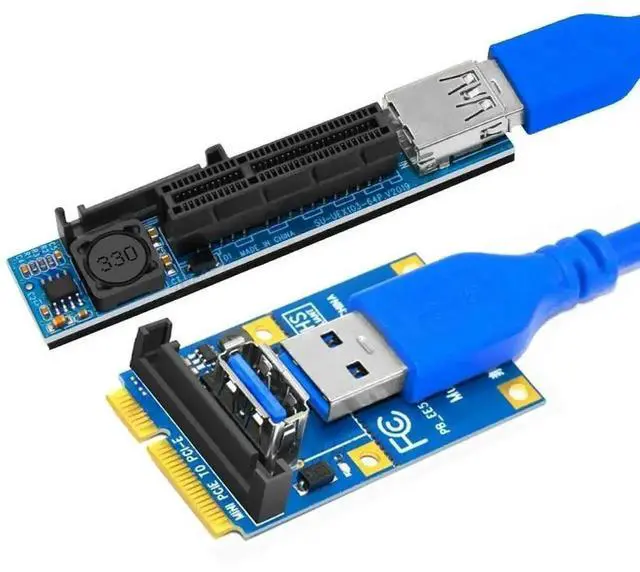Alt view image 2 of 3 - WRIARICH Mini PCIE to PCI-E X4 Riser Card Adapter with 60CM USB3.0 Extension Cable, Mini PCI Express to PCIe X4 Slot GPU Riser for Desktop Graphics Card Connection