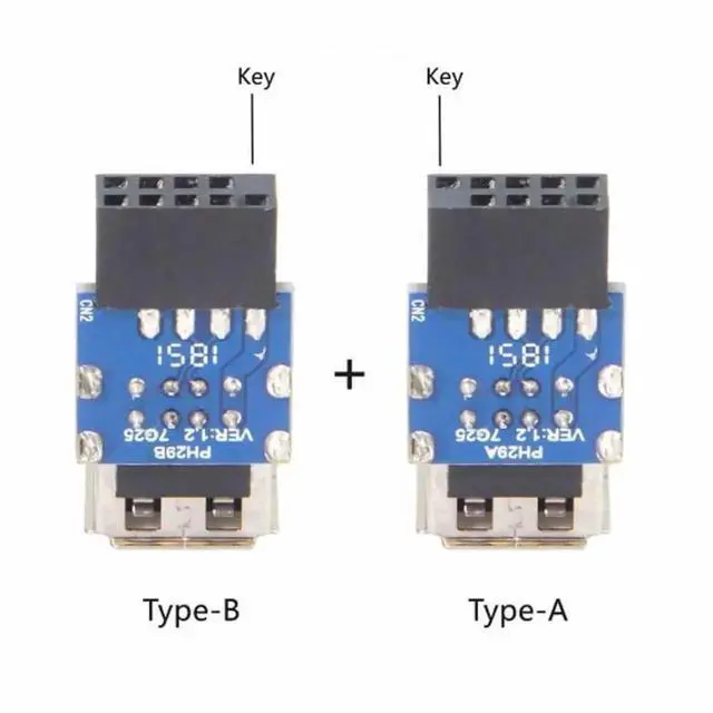 Alt view image 6 of 7 - WRIARICH 2 Pack Vertical USB 2.0 Header Splitter Adapter, Motherboard 9Pin/10Pin Female to Dual USB2.0 Female Internal Extension Connector