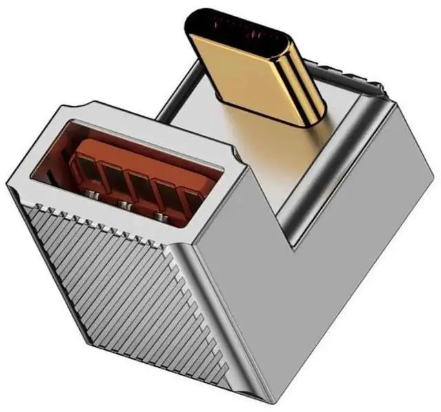 Main image of WRIARICH U-Shaped Reverse Back Angled USB 3.1 Type-C Male to USB 3.0 Type-A Female Adapter, 10Gbps OTG Data & 120W Fast Charging Connector, Alloy Mecha Cyberpunk Shell