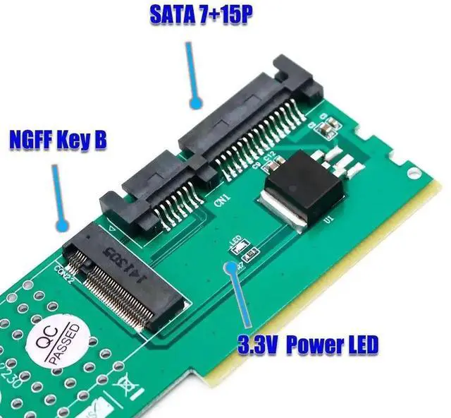 Alt view image 4 of 7 - WRIARICH M.2 NGFF B/B+M Key SATA SSD to SATA3 Riser Card, DDR Memory Slot Mountable, Supports 2230/2242/2260/2280 M.2 SSD