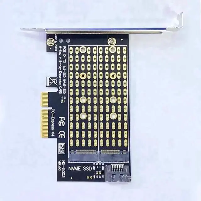 Alt view image 2 of 3 - WRIARICH PCIe to M.2 NVMe & SATA Dual-Mode Adapter Card, M Key + B Key Compatible M.2 SSD PCI-E Expansion Card