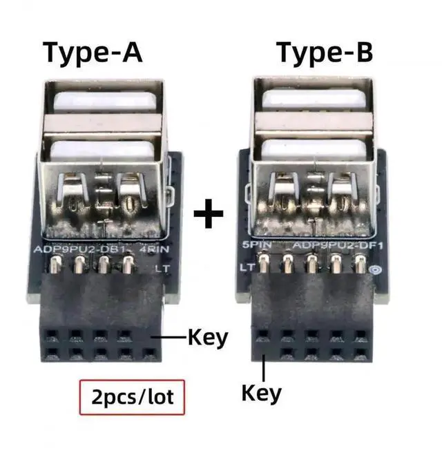 Alt view image 4 of 7 - WRIARICH 2 Pack Horizontal Motherboard Header Splitter Adapter, 9Pin/10Pin Female to Dual USB 2.0 Female Internal Extension Connector
