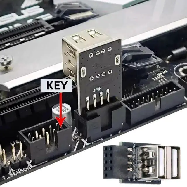 Alt view image 7 of 7 - WRIARICH 2 Pack Horizontal Motherboard Header Splitter Adapter, 9Pin/10Pin Female to Dual USB 2.0 Female Internal Extension Connector