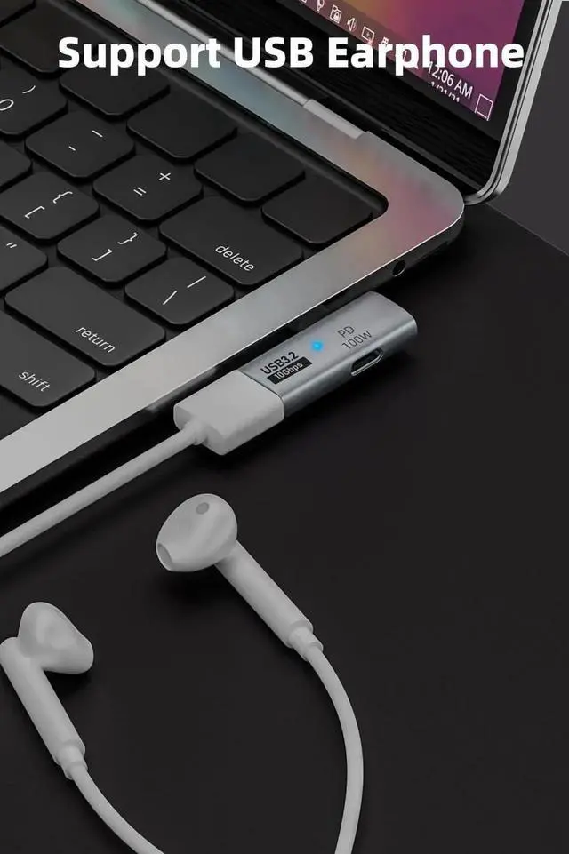 Alt view image 5 of 6 - 2-in-1 Grey USB C OTG Adapter, USB 3.2 10Gbps Data Port + 100W PD Fast Charging Converter, Thunderbolt 3/4 Compatible for ROG Ally, Steam Deck, Meta Quest 2, iPhone 15 Series, iPad, MacBook & All USB-