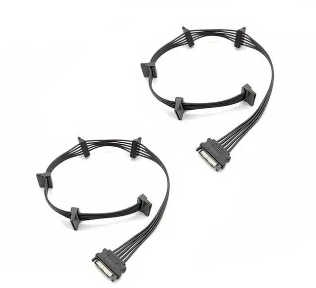 Main image of WRIARICH 2 Pack 21 Inches 15Pin SATA to 5 SATA Power Splitter Extension Cable for HDD & SSD