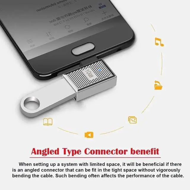 Alt view image 5 of 7 - WRIARICH Left & Right Angled USB 3.1 Type-C Male to USB 3.0 A Female OTG Adapter, 10Gbps Data 120W Fast Charging Converter, Metal Alloy Housing Mecha Cyberpunk Style for Laptops Phones