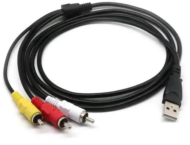Main image of WRIARICH 5FT USB 2.0 A Male to 3 RCA Male AV Splitter Cable, Composite Audio Video Converter Cord Compatible with PCs, HDTVs, DVDs & Smartphones