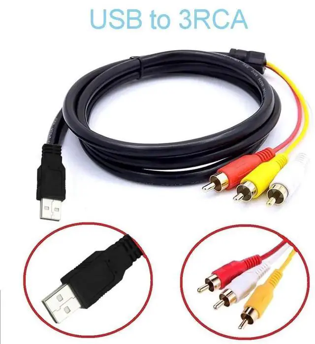 Alt view image 2 of 7 - WRIARICH 5FT USB 2.0 A Male to 3 RCA Male AV Splitter Cable, Composite Audio Video Converter Cord Compatible with PCs, HDTVs, DVDs & Smartphones