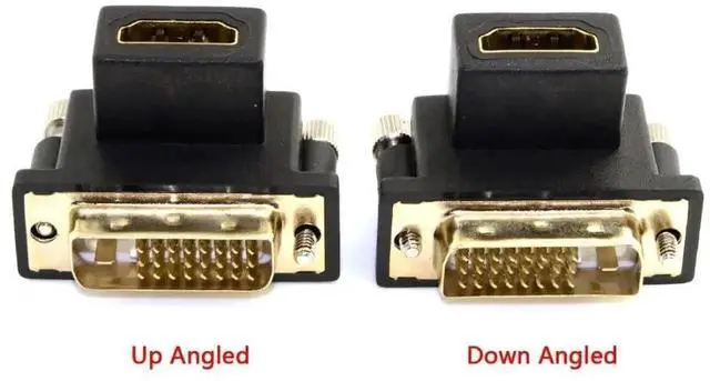 Alt view image 4 of 7 - WRIARICH 2 Pack 90° Angled Bidirectional DVI(24+1) Male to HDMI Female Adapter, Gold-Plated HDMI DVI Converter