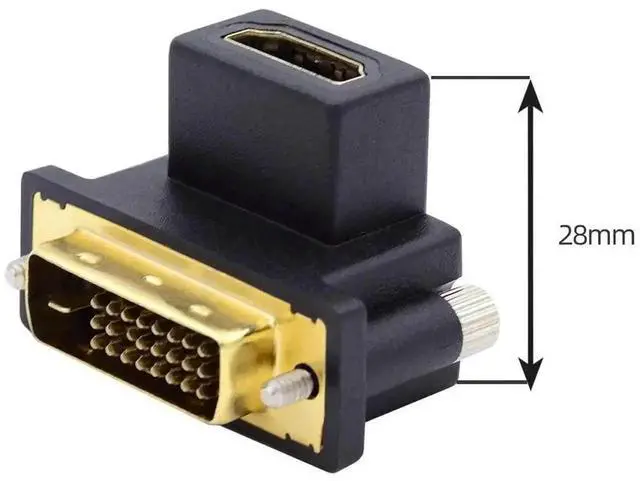 Alt view image 7 of 7 - WRIARICH 2 Pack 90° Angled Bidirectional DVI(24+1) Male to HDMI Female Adapter, Gold-Plated HDMI DVI Converter