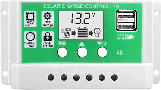 Main image of WRIARICH 30A Solar Charge Controller 12V/24V Auto Recognition, Lithium Battery Regulator with LCD Display & USB Port for Solar Panel Power Charging