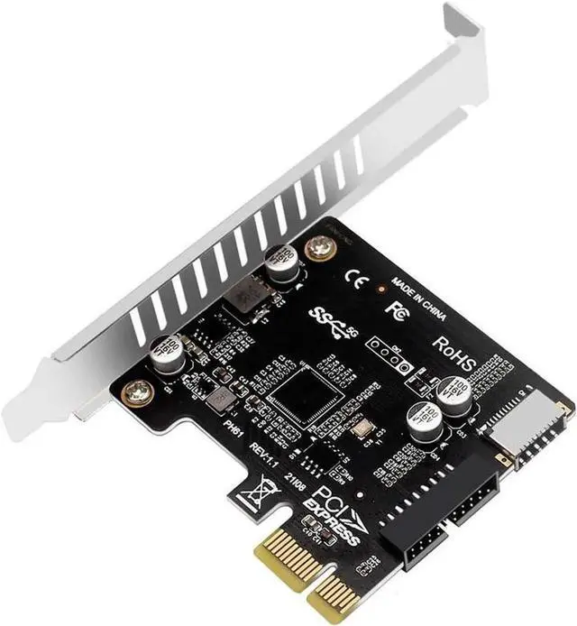 Main image of WRIARICH PCIe x1 USB 3.2 Gen1 Expansion Card, PCI Express to USB 3.2 Type-E A Key + USB 3.0 20Pin Internal Header Adapter, 5Gbps Front Panel USB Connector for Desktop PC Motherboards