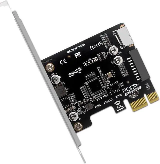 Alt view image 3 of 5 - WRIARICH PCIe x1 USB 3.2 Gen1 Expansion Card, PCI Express to USB 3.2 Type-E A Key + USB 3.0 20Pin Internal Header Adapter, 5Gbps Front Panel USB Connector for Desktop PC Motherboards