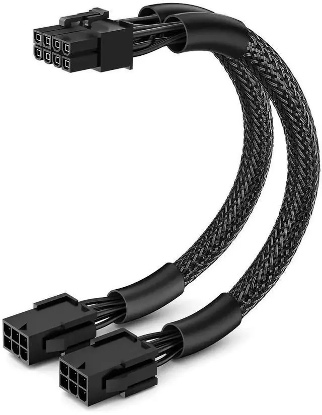 Main image of WRIARICH 9 Inch Braided PCIe Power Adapter Cable, Dual 6-Pin Female to Single 8-Pin Male GPU Power Connector, 1 Pack