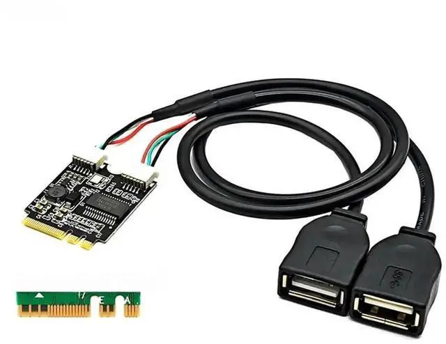 Alt view image 2 of 2 - WRIARICH M.2 Key A/E to Dual USB 2.0 Riser Card with GL850 Hub Chip, 30cm Extension Cable, NGFF A+E WiFi Slot to 2-Port USB Adapter for Laptops & Desktops