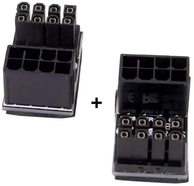 Alt view image 6 of 6 - WRIARICH 2 Pack 180 Degree ATX 8Pin Male to Female Angled GPU Power Adapter, Straight Flip Turning Connector for Graphics Card Cable Routing