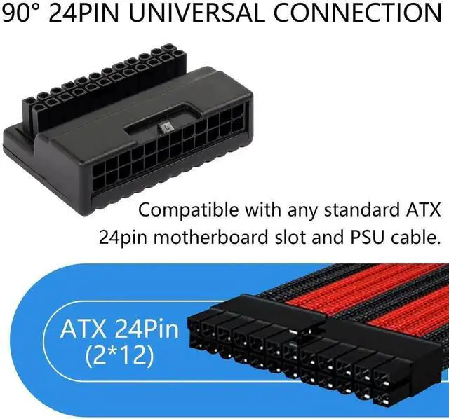 Alt view image 2 of 7 - WRIARICH 90 Degree Right Angle ATX 24Pin Power Adapter Board, Male to Female L-Shaped 24 Pin ATX Converter for Desktop Motherboard PSU Cable Management