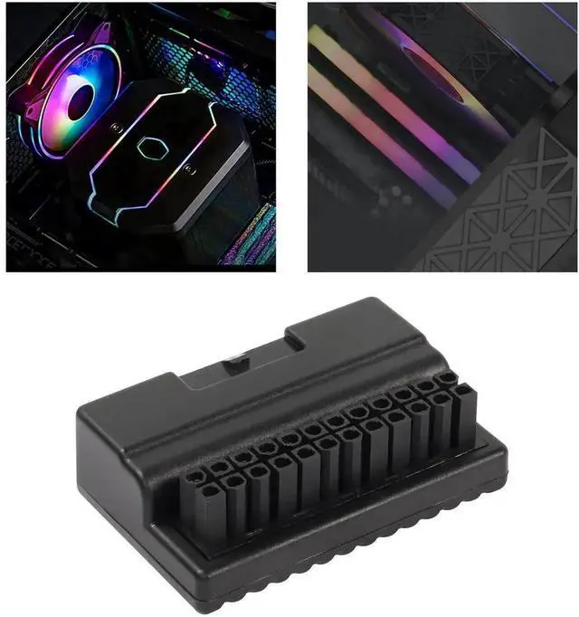 Alt view image 3 of 7 - WRIARICH 90 Degree Right Angle ATX 24Pin Power Adapter Board, Male to Female L-Shaped 24 Pin ATX Converter for Desktop Motherboard PSU Cable Management
