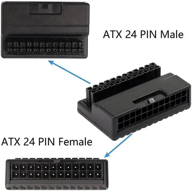 Alt view image 6 of 7 - WRIARICH 90 Degree Right Angle ATX 24Pin Power Adapter Board, Male to Female L-Shaped 24 Pin ATX Converter for Desktop Motherboard PSU Cable Management