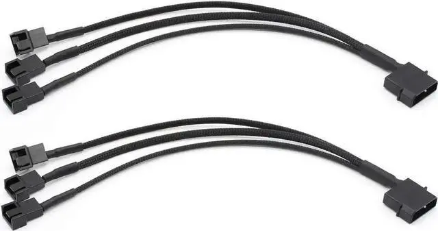 Main image of WRIARICH 10 Inch Molex to 3 Way 3Pin/4Pin PC Case Fan Splitter Cable, 4Pin LP4 Molex to Triple Fan Power Adapter (2 Pack)