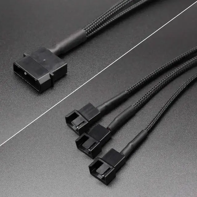 Alt view image 5 of 6 - WRIARICH 10 Inch Molex to 3 Way 3Pin/4Pin PC Case Fan Splitter Cable, 4Pin LP4 Molex to Triple Fan Power Adapter (2 Pack)