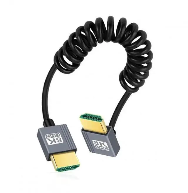 Main image of WRIARICH Down 90 Degree Stretch Coiled HDMI 2.1 Male to Male Cable, Support 8K@60Hz for HDTV, PC, Laptops & Monitors