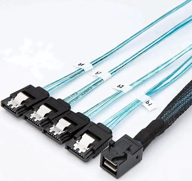 Main image of WRIARICH 0.5M (1.6FT) SFF-8643 HD Mini SAS to 4 SATA Fan-Out Internal Cable, Server RAID Controller Breakout Cable for HDD & SSD
