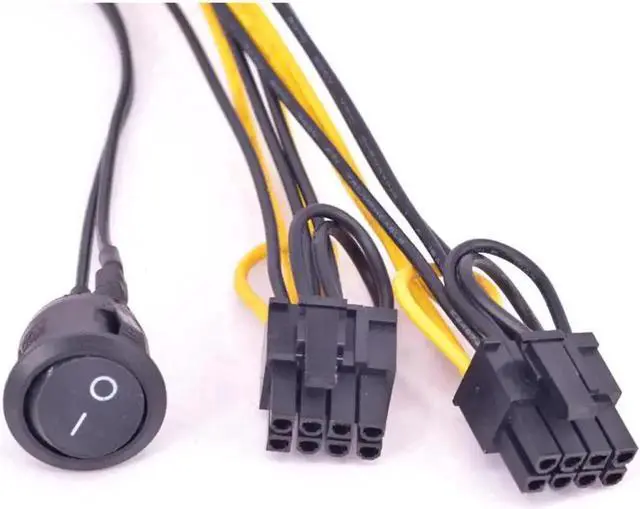 Alt view image 2 of 5 - WRIARICH 30cm 24Pin ATX to Dual 6+2 Pin PCIe Power Cable with On/Off Switch