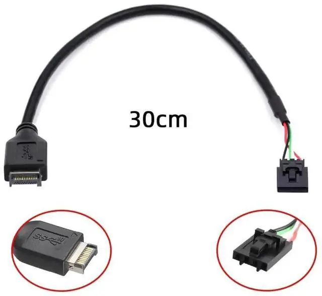 Alt view image 5 of 7 - WRIARICH 0.98FT USB 3.1 Type E Front Panel Header to 2.54mm Pitch 4Pin Cable, Motherboard 9Pin/10Pin HUB Header Extension Adapter