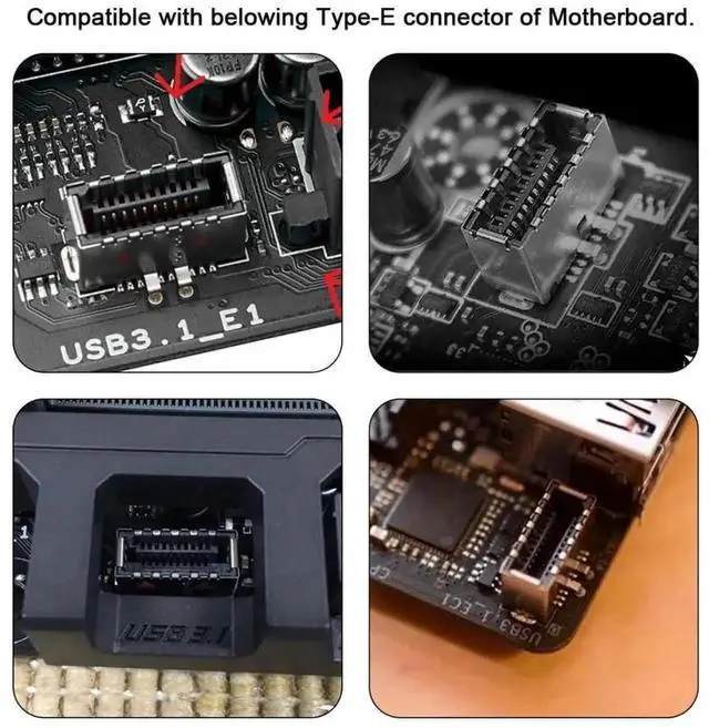Alt view image 2 of 7 - WRIARICH 0.98FT USB 3.1 Type E Front Panel Header to 2.54mm Pitch 4Pin Cable, Motherboard 9Pin/10Pin HUB Header Extension Adapter