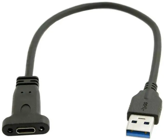 Main image of WRIARICH 20cm Panel Mount USB3.0 TypeA Male to USB3.1 TypeC Female Extension Cable with Screw Holes | 5Gbps High Speed Cord