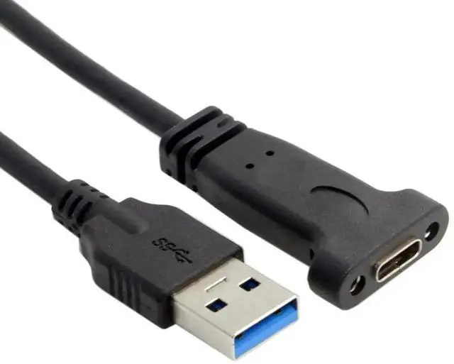 Alt view image 5 of 6 - WRIARICH 20cm Panel Mount USB3.0 TypeA Male to USB3.1 TypeC Female Extension Cable with Screw Holes | 5Gbps High Speed Cord