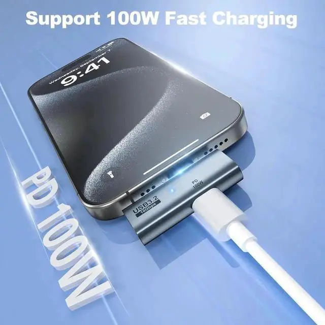 Alt view image 3 of 7 - 2 Pack 2-in-1 USB-C OTG Adapter, USB 3.2 Gen2 10Gbps Data Converter with 100W PD Charging Port, Type-C Splitter Compatible with Meta Quest 2, ROG Ally, Steam Deck, iPhone 15 Series, iPad, MacBook & Al