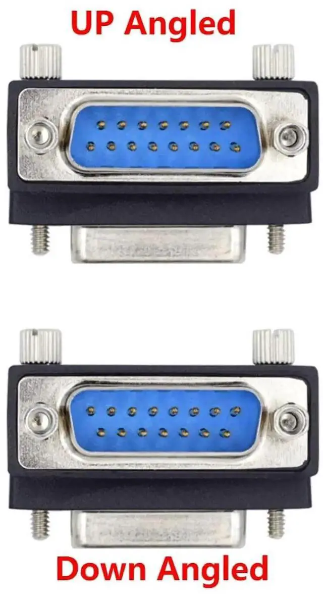 Alt view image 6 of 7 - WRIARICH 2 Pack 90 Degree Angled DB15 D-SUB Male to Female Adapter, HD15 SVGA Serial Gender Changer Coupler for Monitors, POS, Industrial Testing Equipment