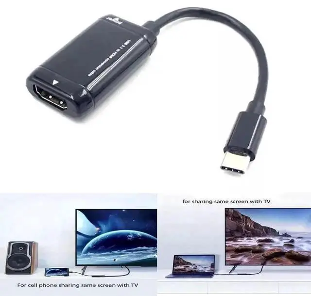 Alt view image 5 of 6 - WRIARICH USB 3.1 Type-C Male to HDMI Female MHL Video Converter Dongle, 1080P Digital Signal Output for HDTV
