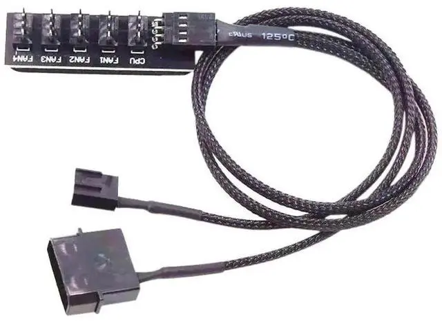 Alt view image 2 of 6 - WRIARICH 5-in-1 PWM 2510 4Pin Fan Splitter Hub, Nylon Braided Independent Power Supply PC Cooling Fan Extension Adapter