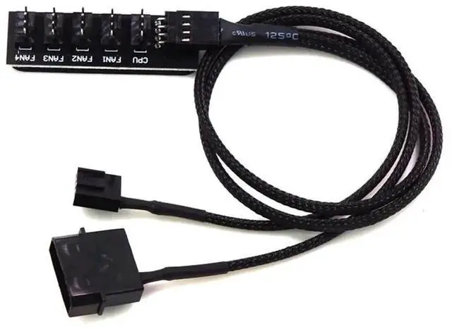 Main image of WRIARICH 5-in-1 PWM 2510 4Pin Fan Splitter Hub, Nylon Braided Independent Power Supply PC Cooling Fan Extension Adapter