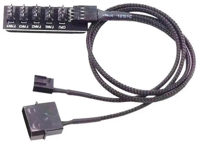 Alt view image 3 of 6 - WRIARICH 5-in-1 PWM 2510 4Pin Fan Splitter Hub, Nylon Braided Independent Power Supply PC Cooling Fan Extension Adapter